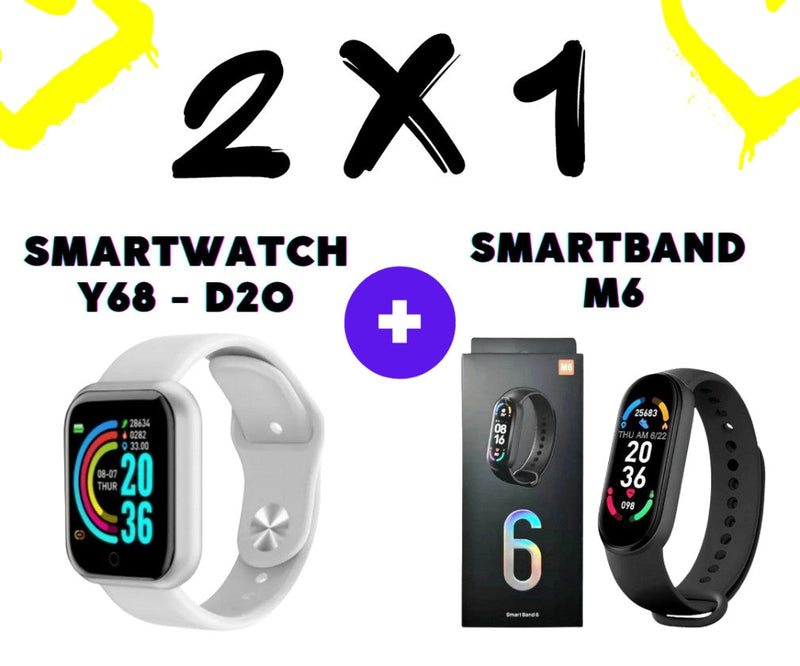 Compra 1 y llévate 2 - Smartwatch Y68 + Smartband M7 Smartwatch Y68 + Smartband M7