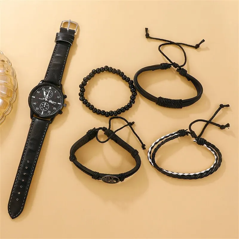 Set Reloj Hombre - 1 Reloj + 4 Pulseras de Regalo