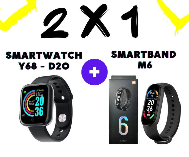 Compra 1 y llévate 2 - Smartwatch Y68 + Smartband M7 Smartwatch Y68 + Smartband M7