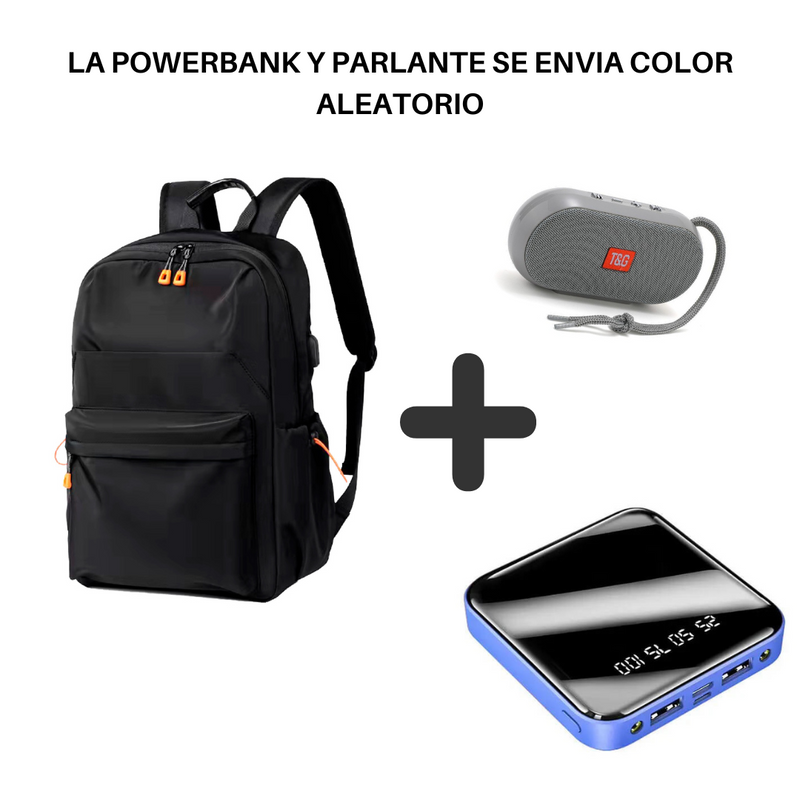 COMBO MORRAL L008 NEGRO + PARLANTE + PW